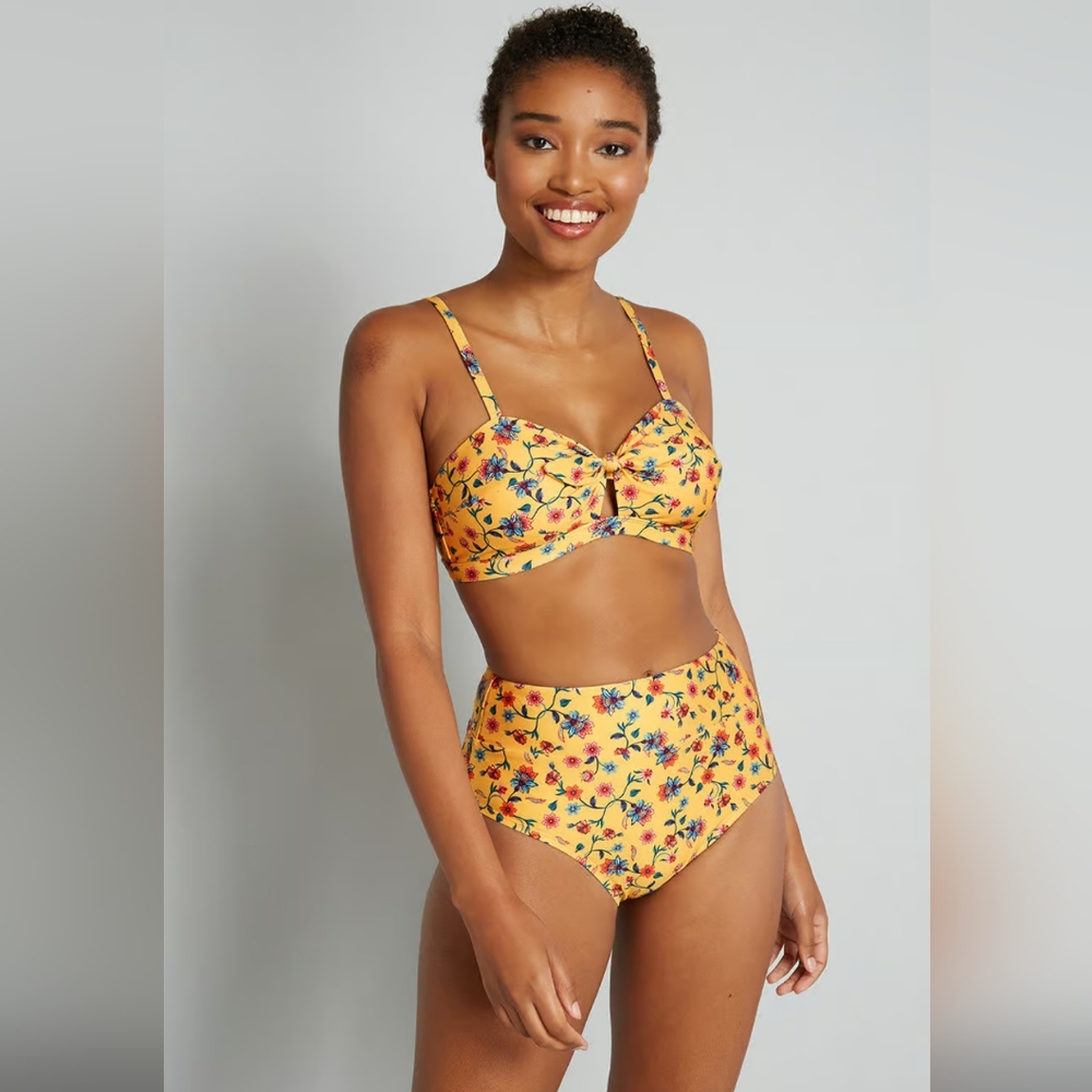 NWOT ModCloth Yellow Floral Bikini Bottom
